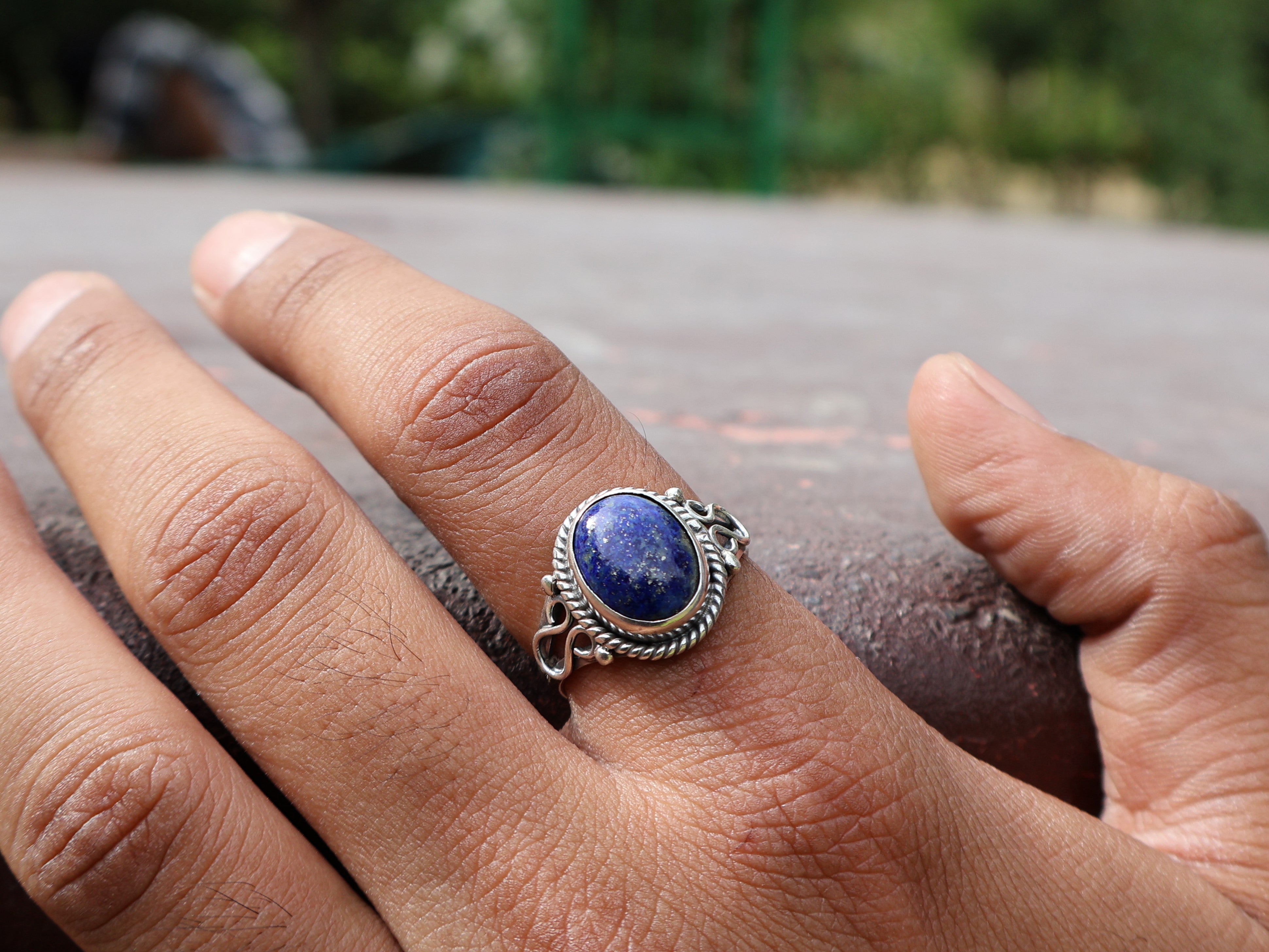 925er Sterling Silber Ring Lapislazuli Ring Zierlicher Silberring Edelsteinring für Frauen Versprechensring