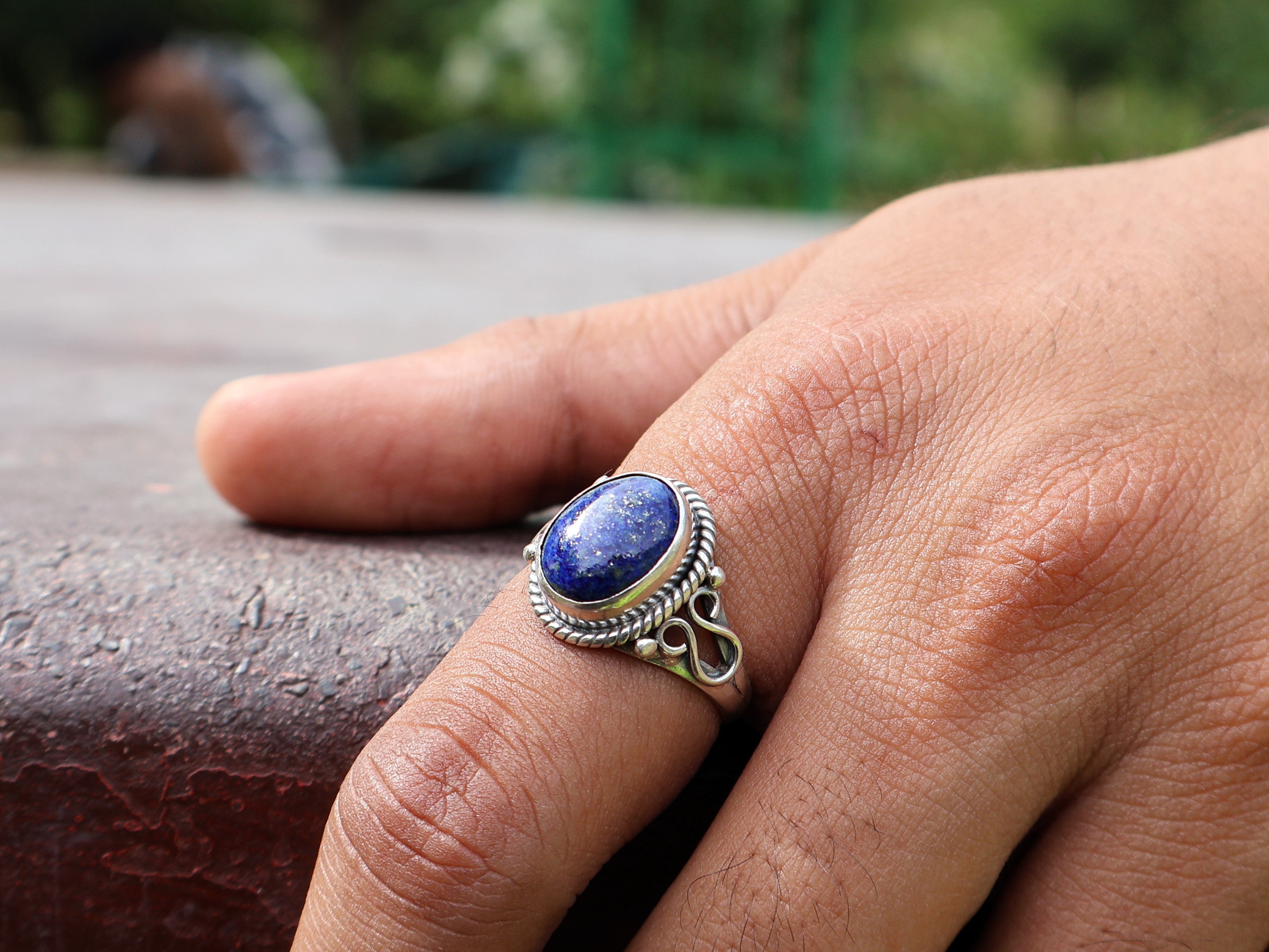 925er Sterling Silber Ring Lapislazuli Ring Zierlicher Silberring Edelsteinring für Frauen Versprechensring