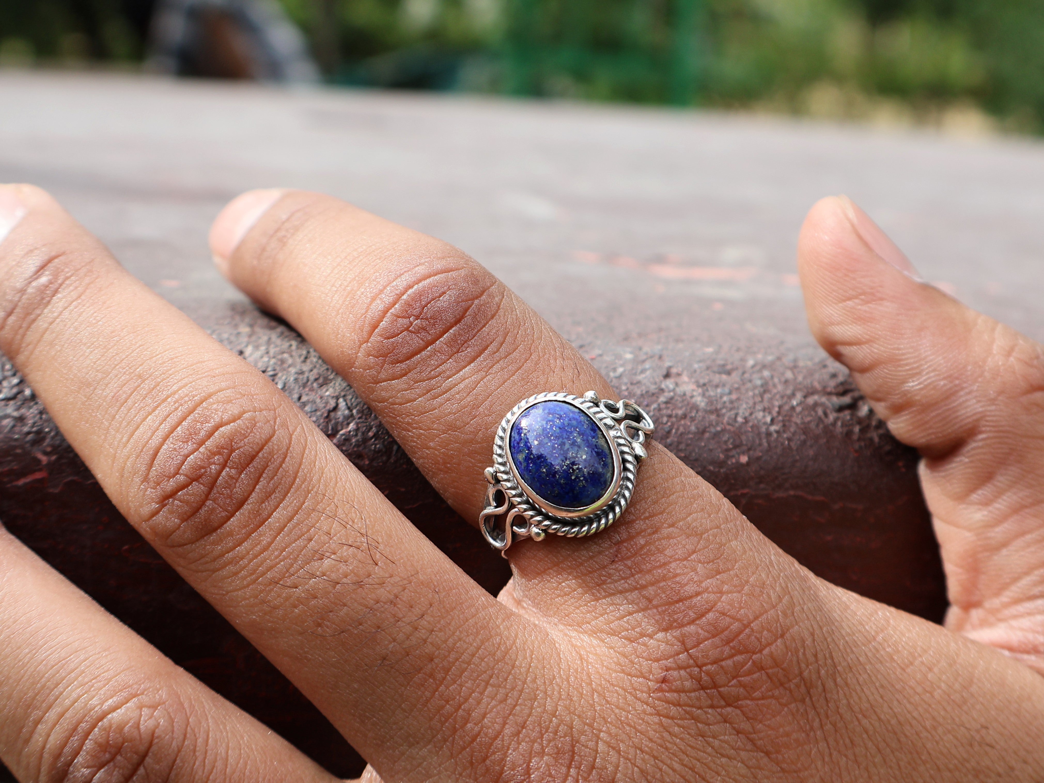 925er Sterling Silber Ring Lapislazuli Ring Zierlicher Silberring Edelsteinring für Frauen Versprechensring