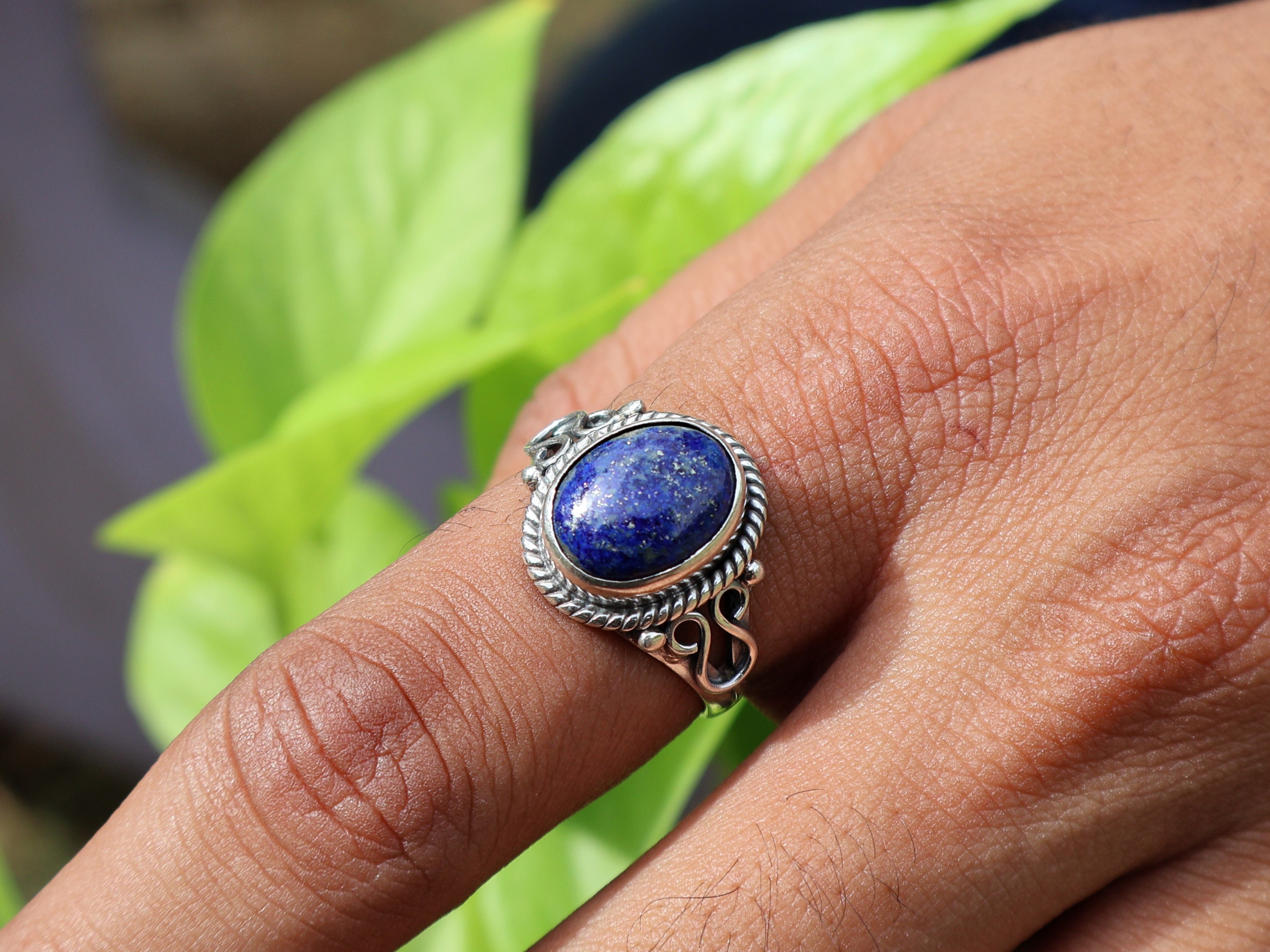 925er Sterling Silber Ring Lapislazuli Ring Zierlicher Silberring Edelsteinring für Frauen Versprechensring