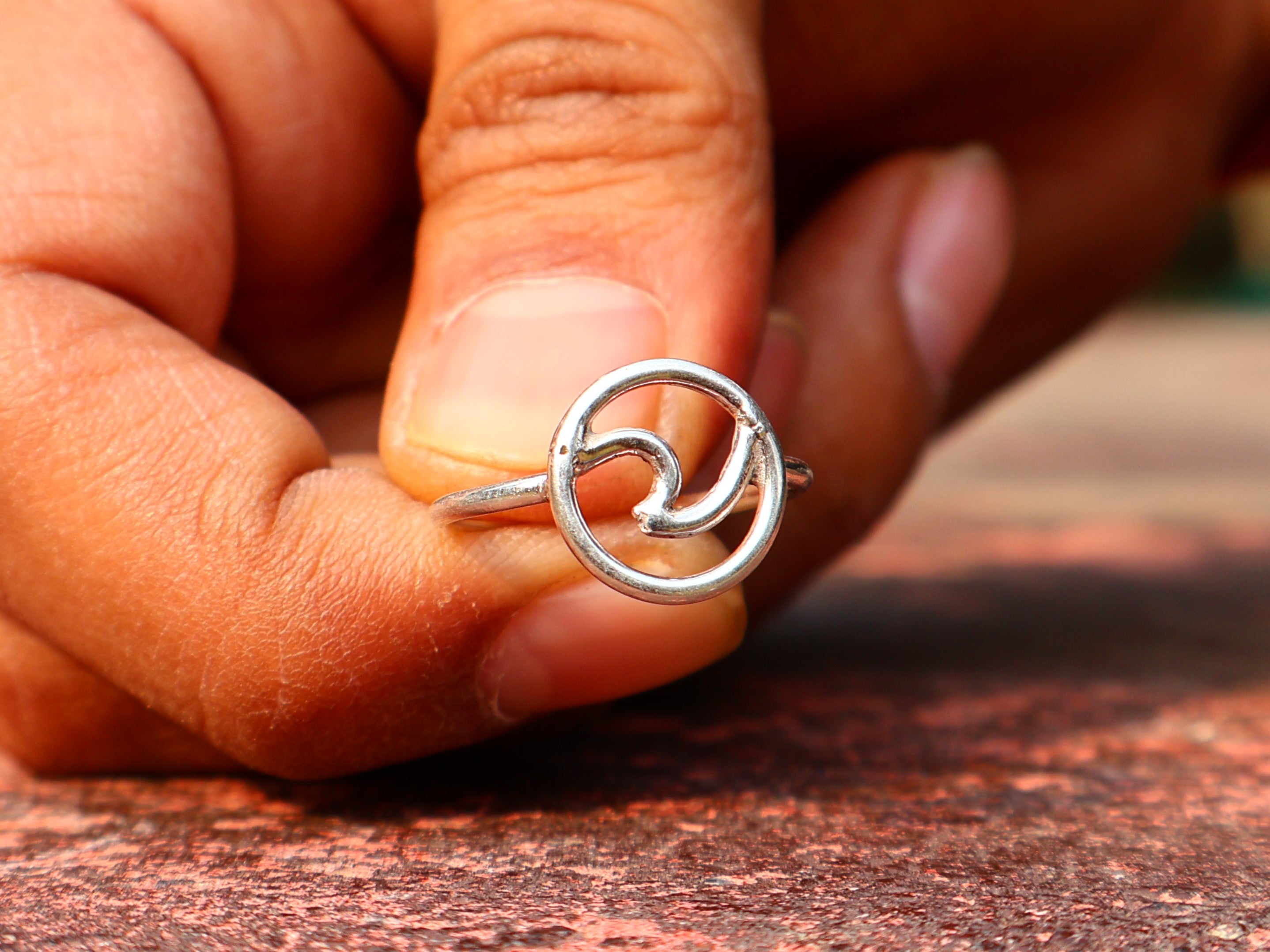 Silberner Wellenring 925 Sterling Silber Ozeanring Strandring Handgemachter Stapelring Boho Ring Geschenk Für Sie
