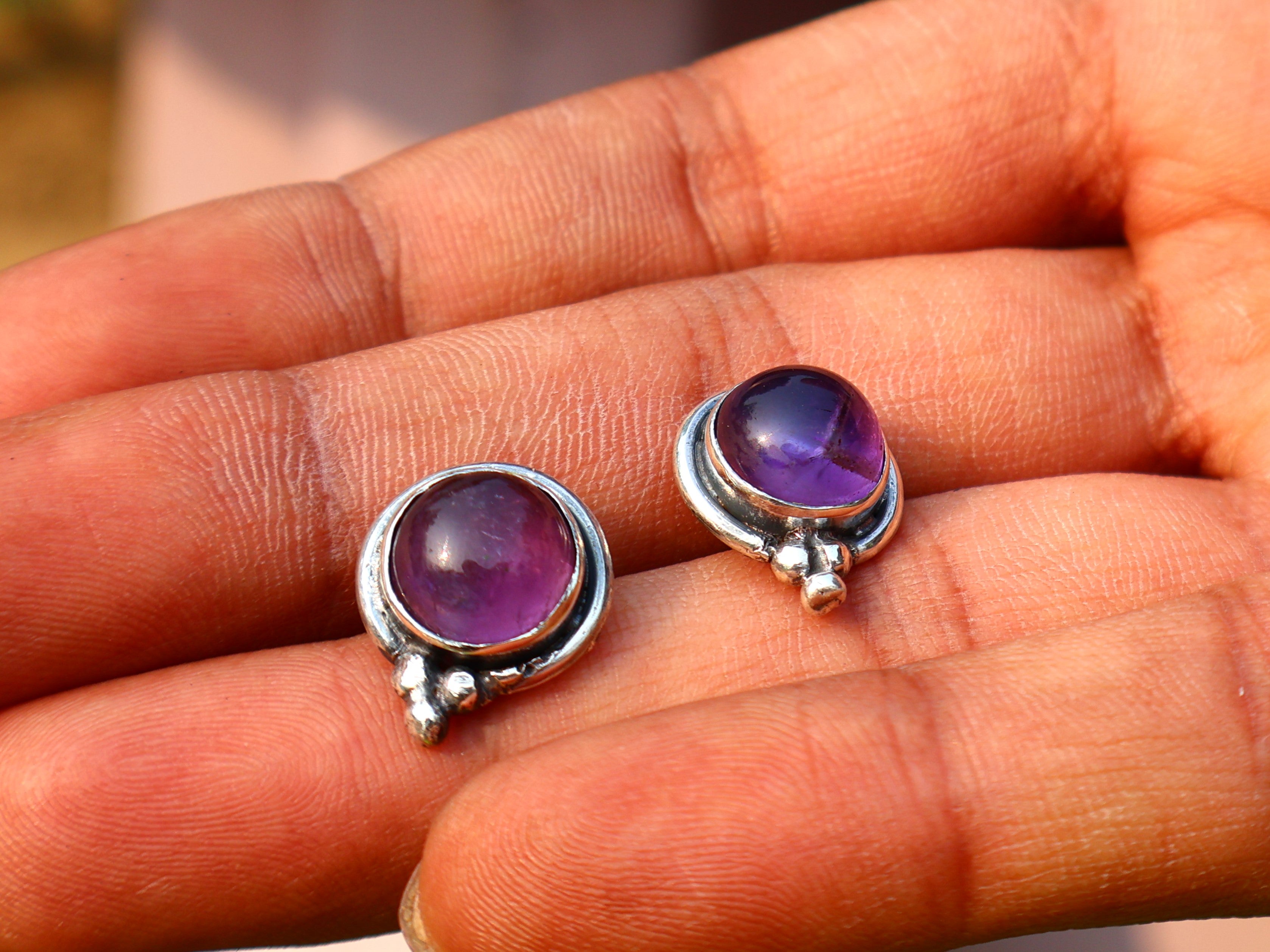 Amethyst-Ohrstecker Silberohrringe Sterling Silber 925 Ohrstecker Alltags-Ohrring Geschenk für sie