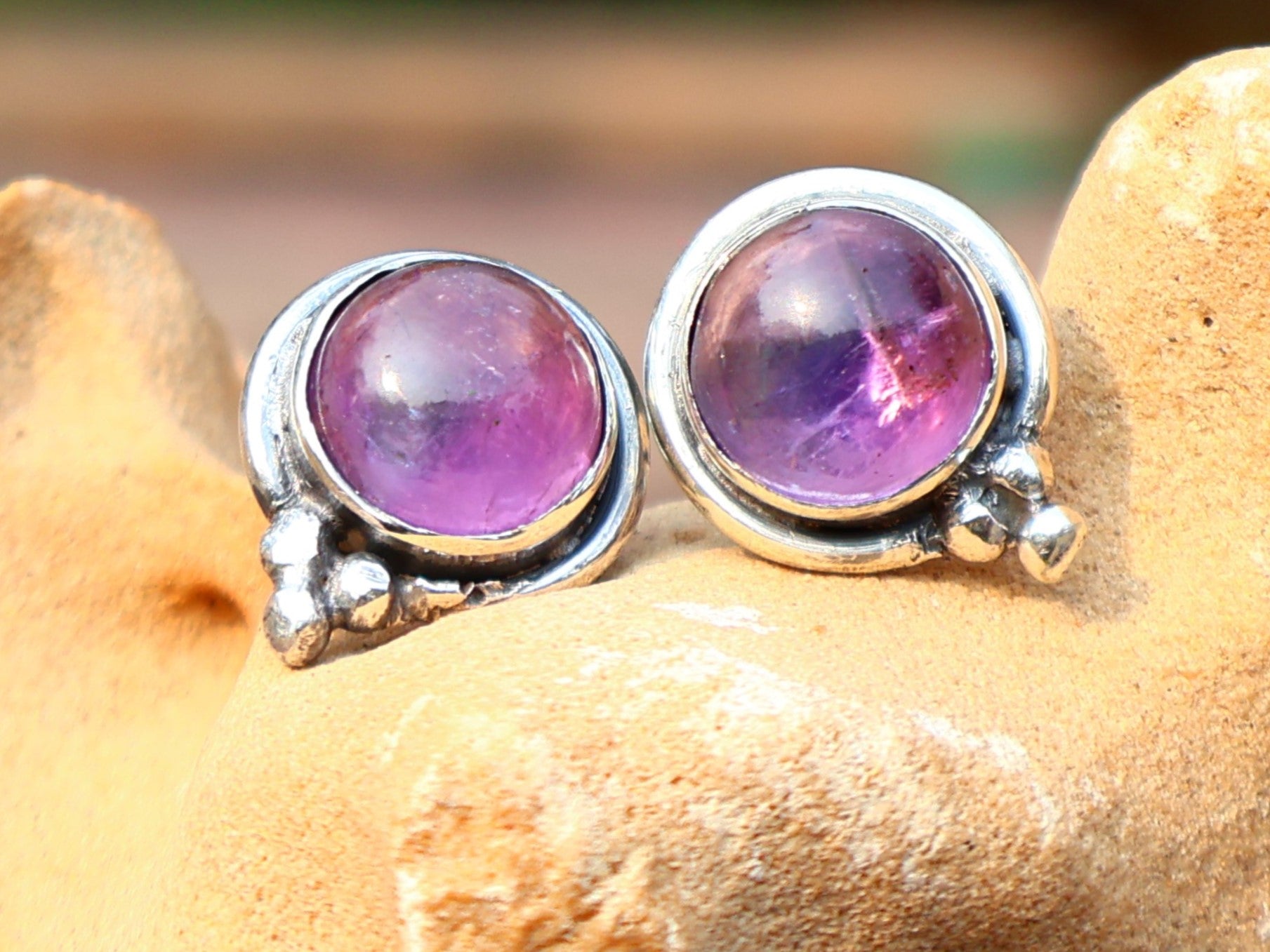 Amethyst-Ohrstecker Silberohrringe Sterling Silber 925 Ohrstecker Alltags-Ohrring Geschenk für sie