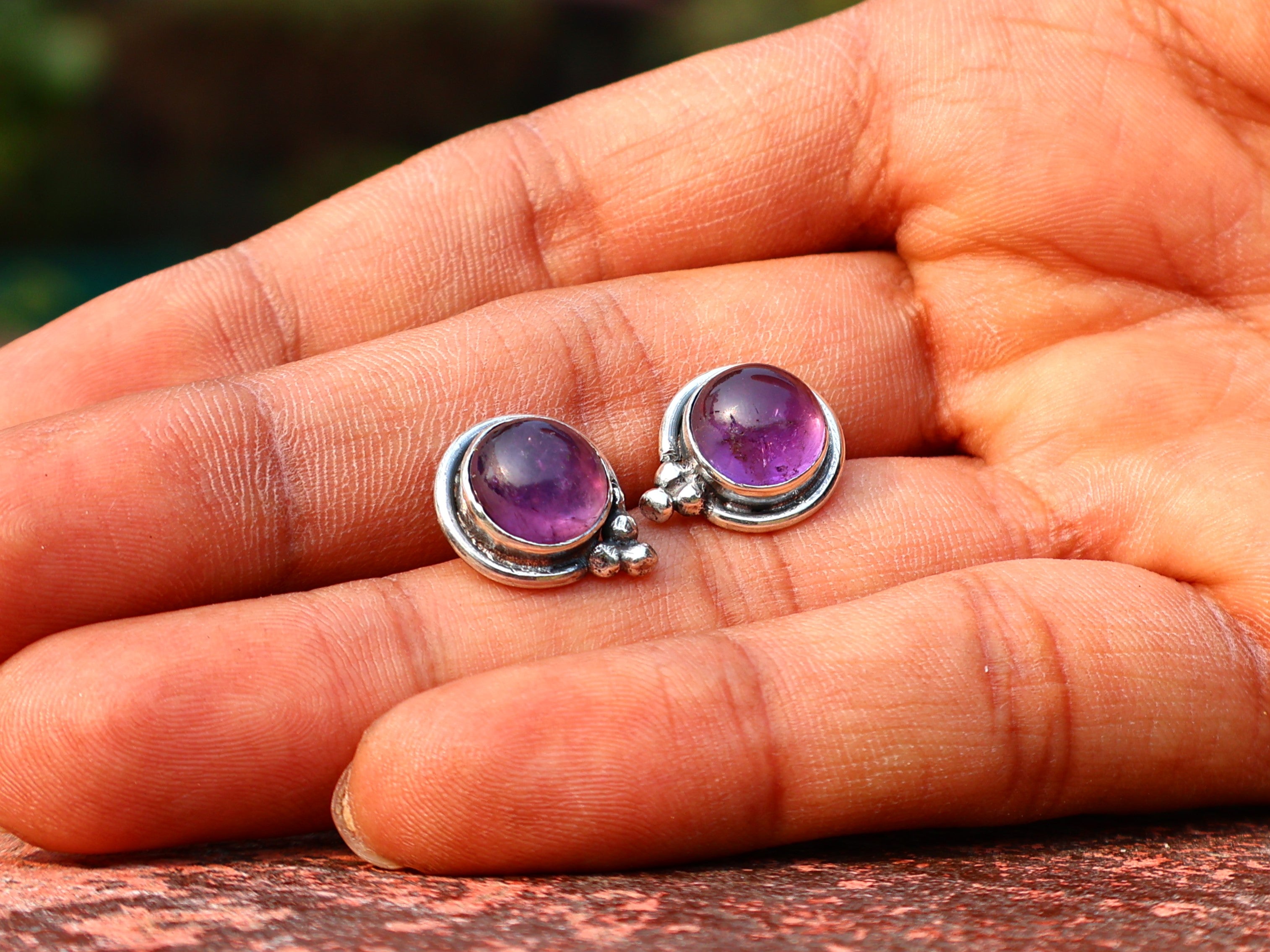 Amethyst-Ohrstecker Silberohrringe Sterling Silber 925 Ohrstecker Alltags-Ohrring Geschenk für sie