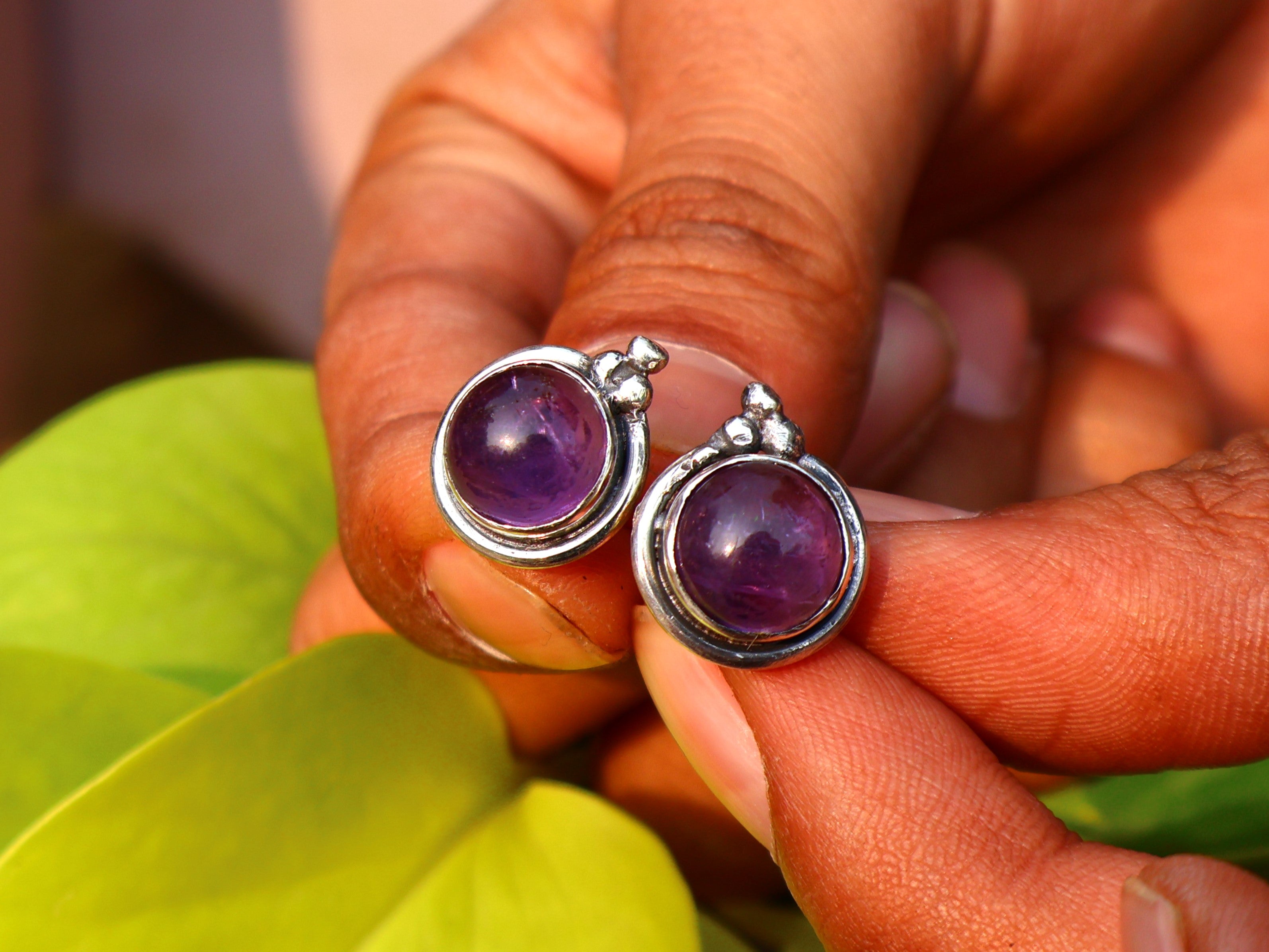 Amethyst-Ohrstecker Silberohrringe Sterling Silber 925 Ohrstecker Alltags-Ohrring Geschenk für sie