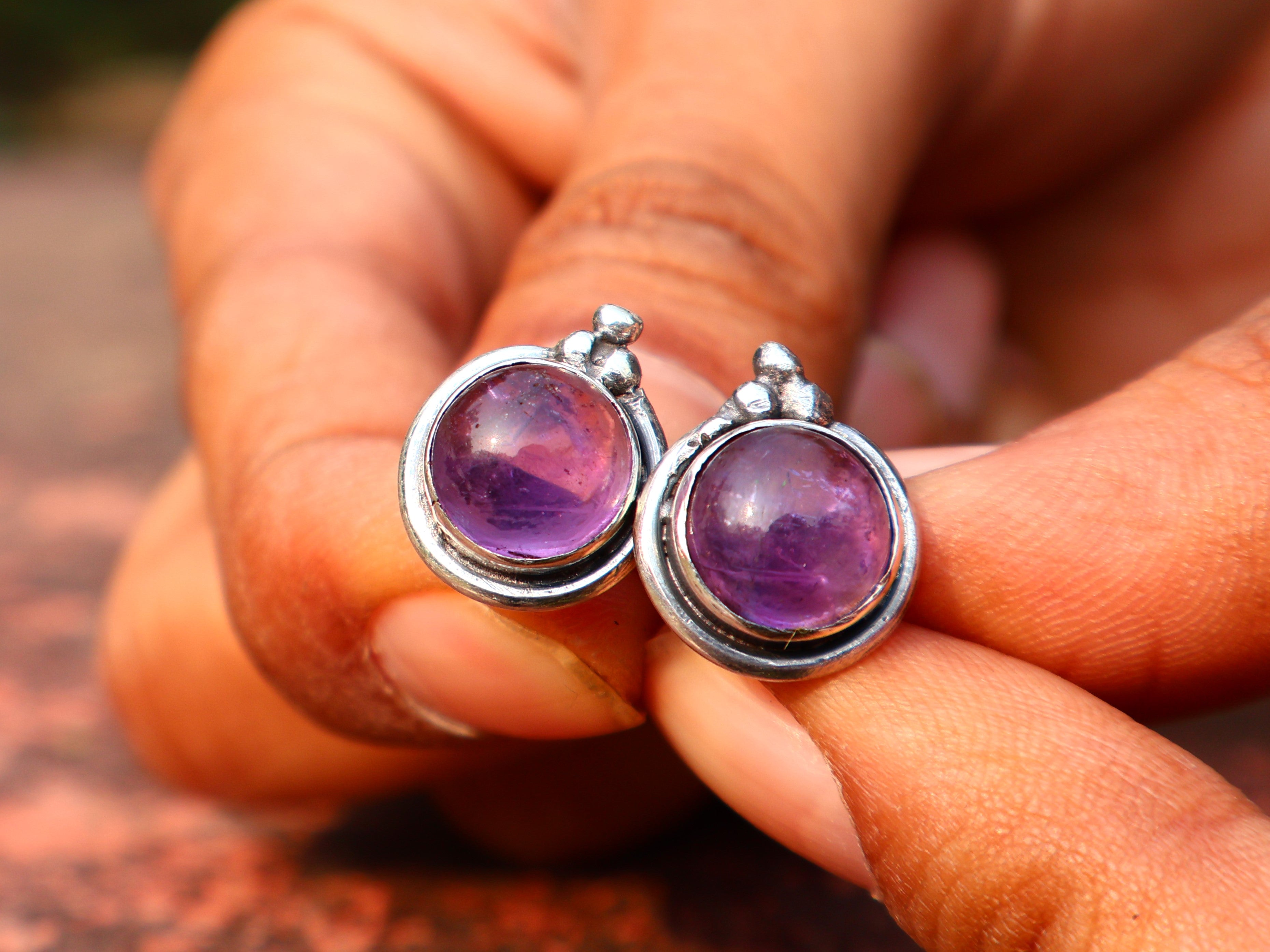 Amethyst-Ohrstecker Silberohrringe Sterling Silber 925 Ohrstecker Alltags-Ohrring Geschenk für sie