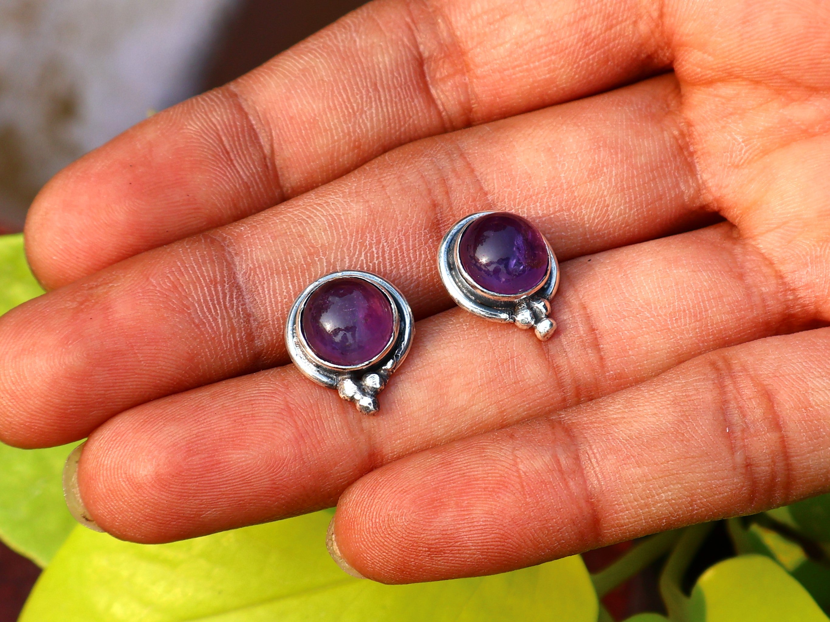 Amethyst-Ohrstecker Silberohrringe Sterling Silber 925 Ohrstecker Alltags-Ohrring Geschenk für sie