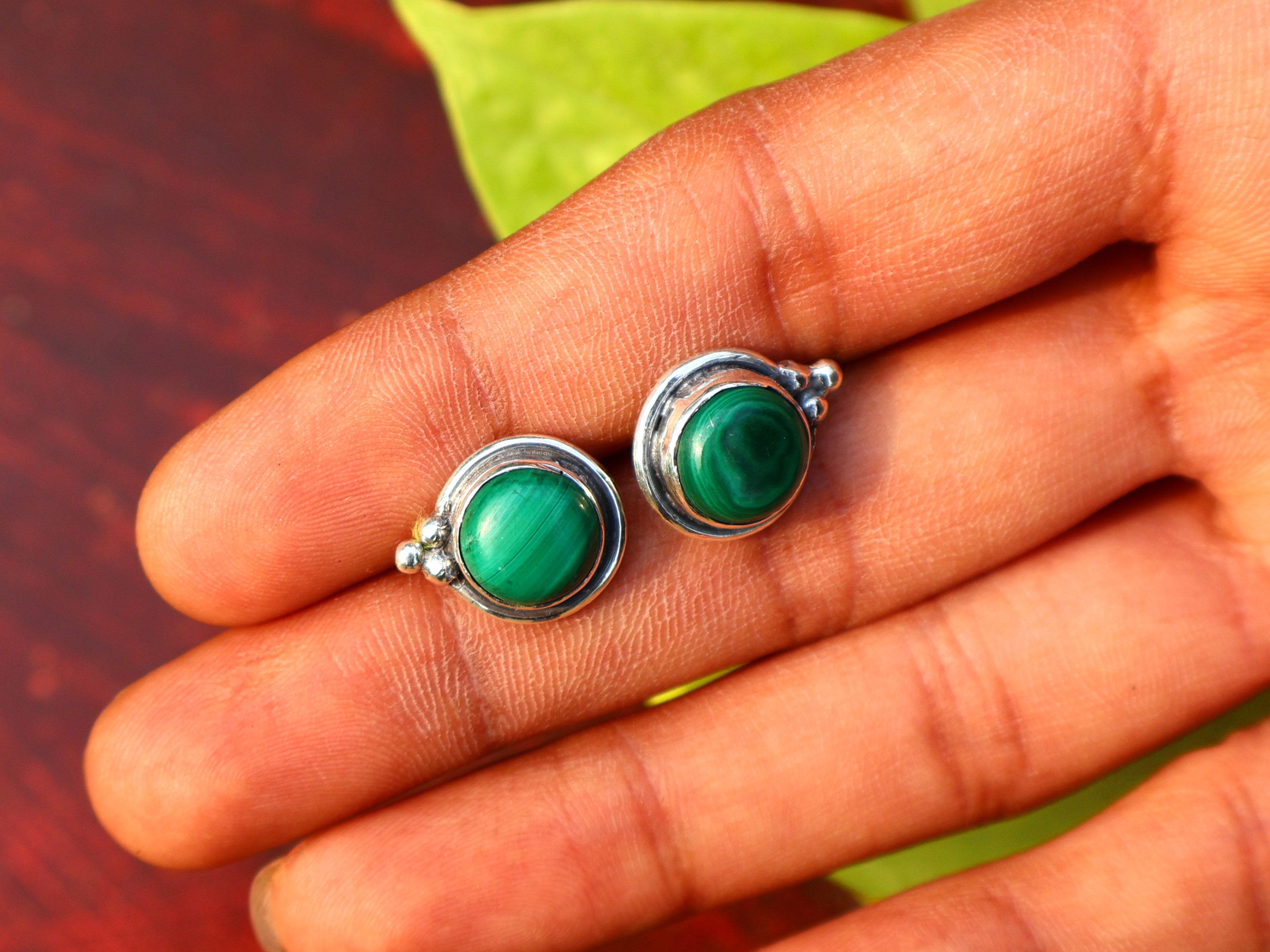 Malachiet Oorknopjes 925 Sterling Zilveren Oorbellen Dagelijkse Oorbellen Cadeau Voor Haar Oorknopjes Boho Oorknopjes