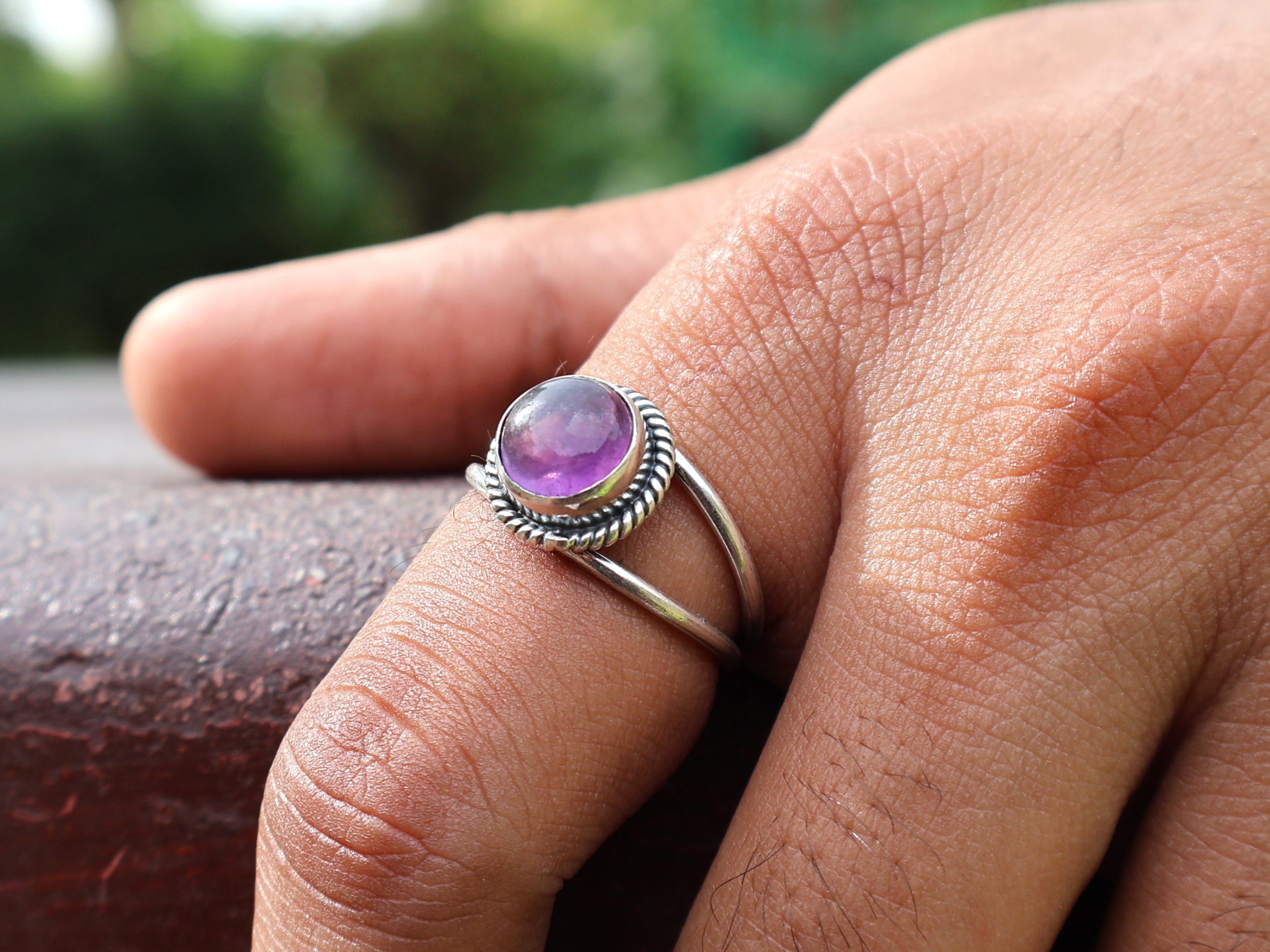 Echter Amethyst Ring 925 Sterling Silber Februar Geburtsstein Runder Amethyst Designer Ring Geschenk für Sie