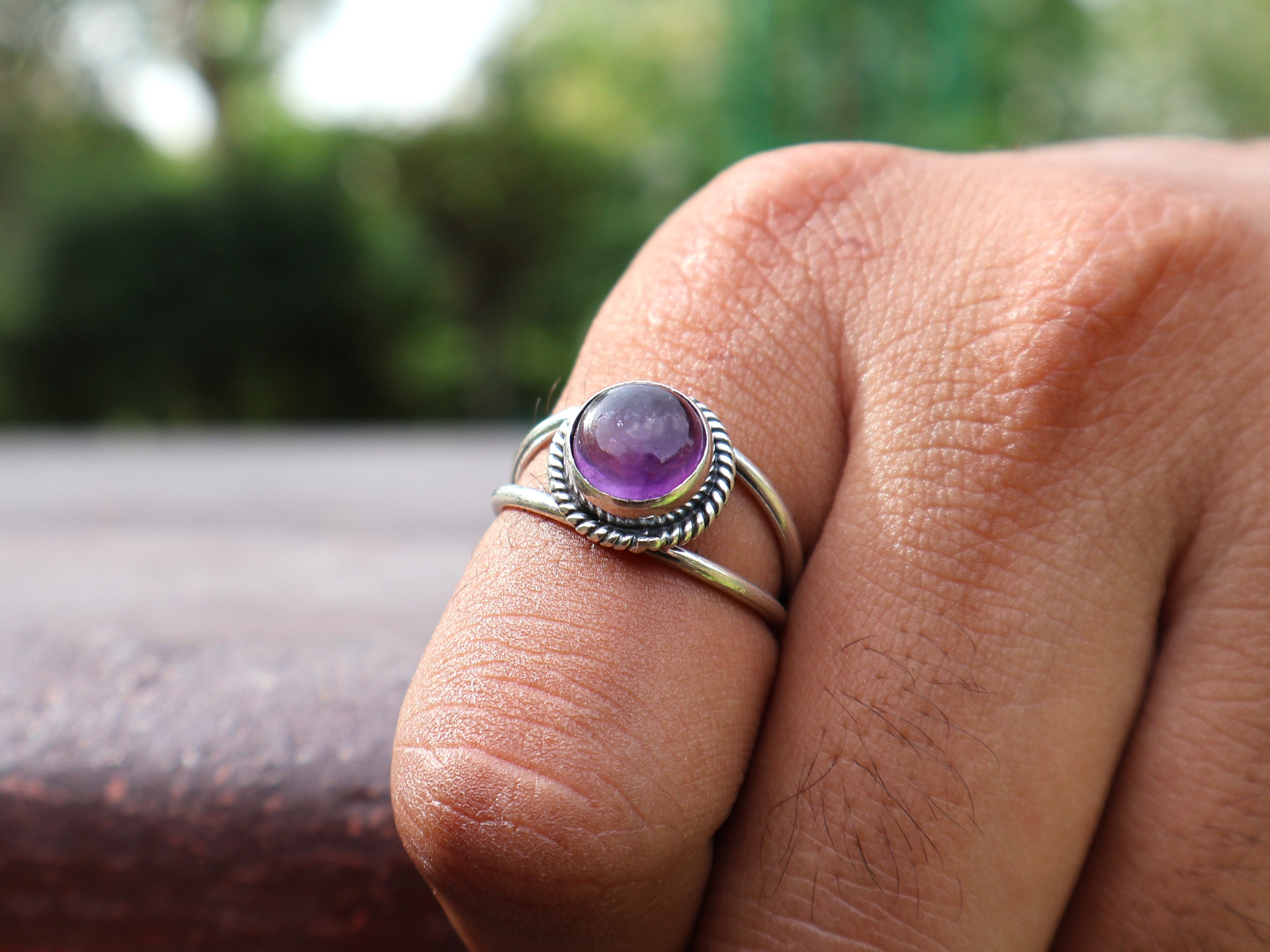 Echter Amethyst Ring 925 Sterling Silber Februar Geburtsstein Runder Amethyst Designer Ring Geschenk für Sie
