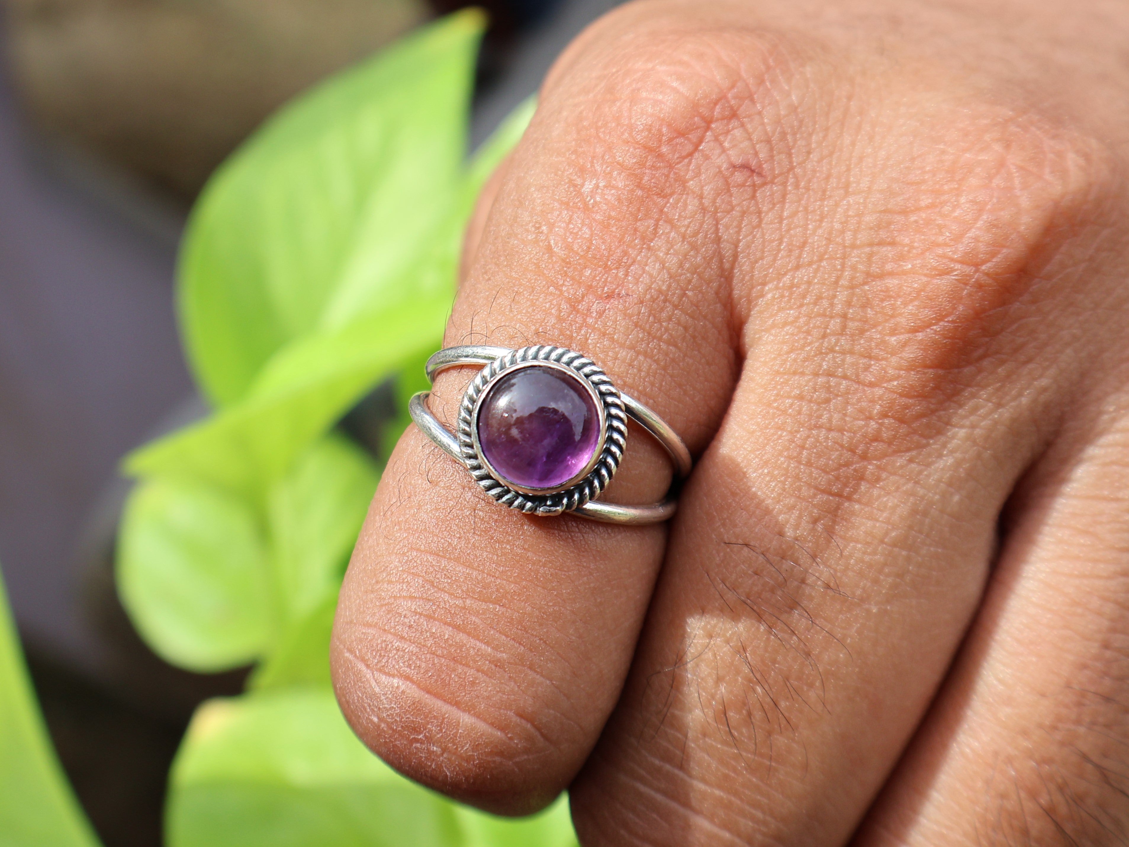 Echter Amethyst Ring 925 Sterling Silber Februar Geburtsstein Runder Amethyst Designer Ring Geschenk für Sie