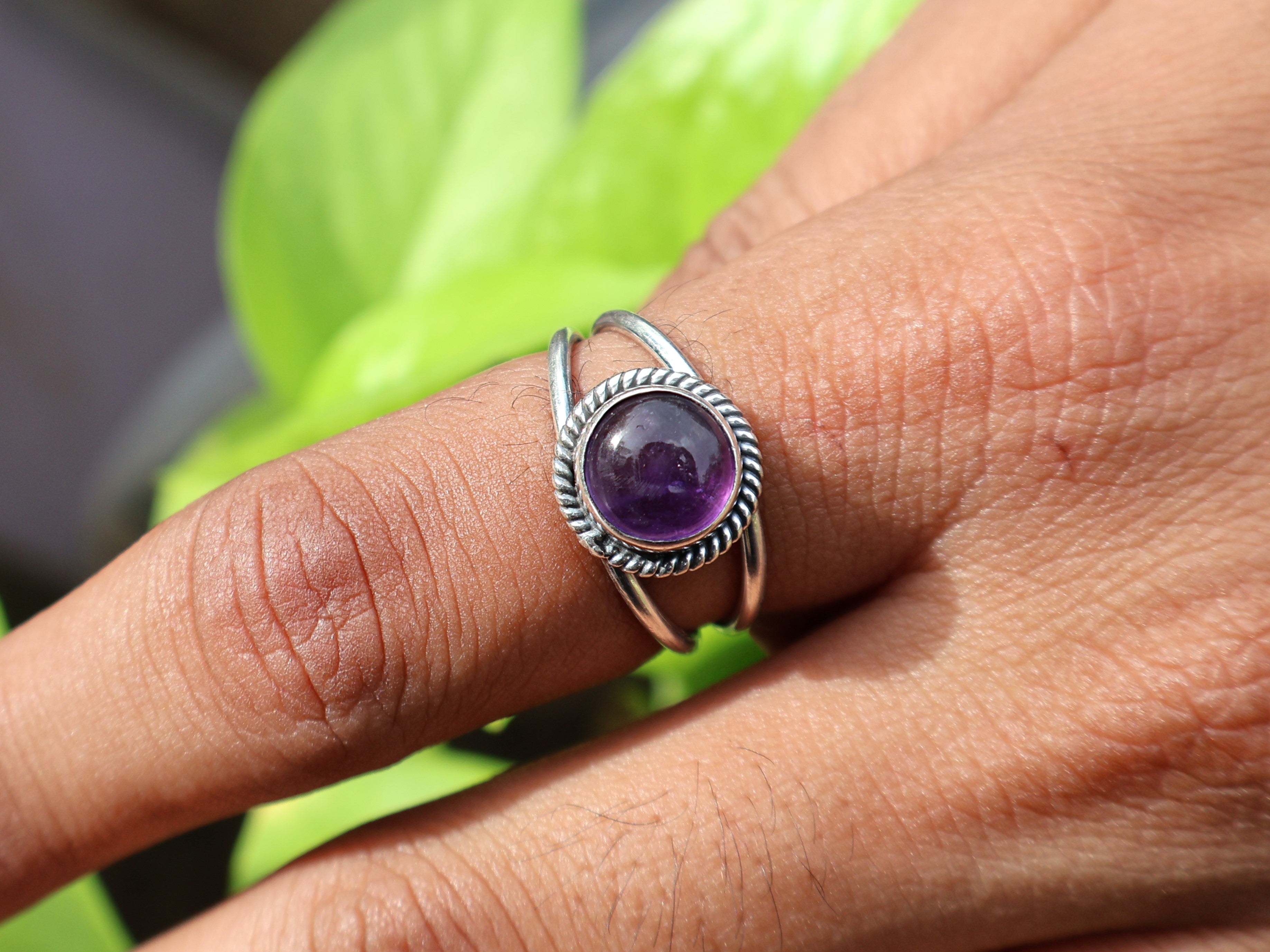 Echter Amethyst Ring 925 Sterling Silber Februar Geburtsstein Runder Amethyst Designer Ring Geschenk für Sie