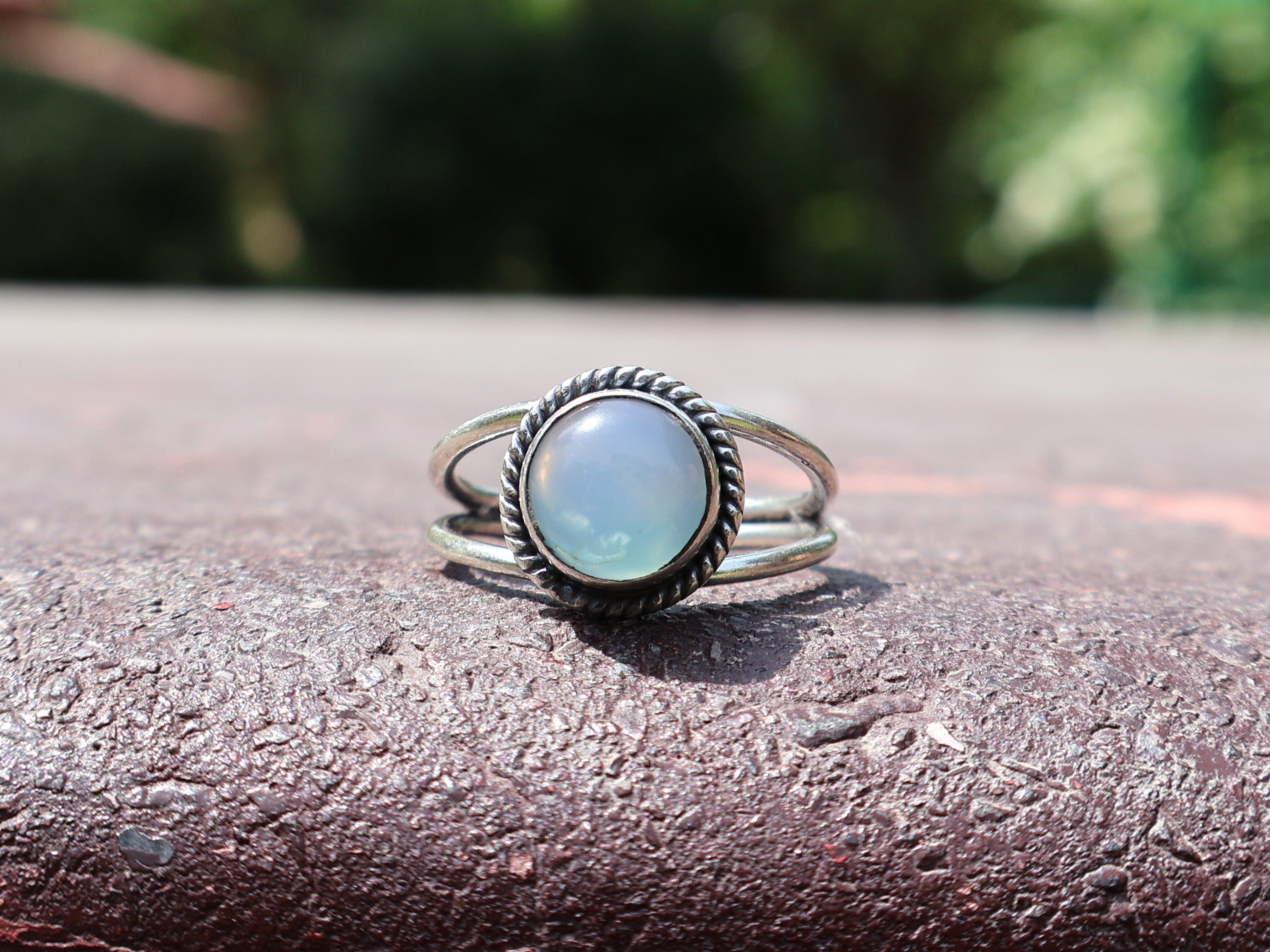 Aqua Chalcedoon Ring 925 Sterling Zilver Boho Ring Maart Geboortesteen Ring Blauwe Ovale Edelsteen Handgemaakte Statement Zilveren Ring