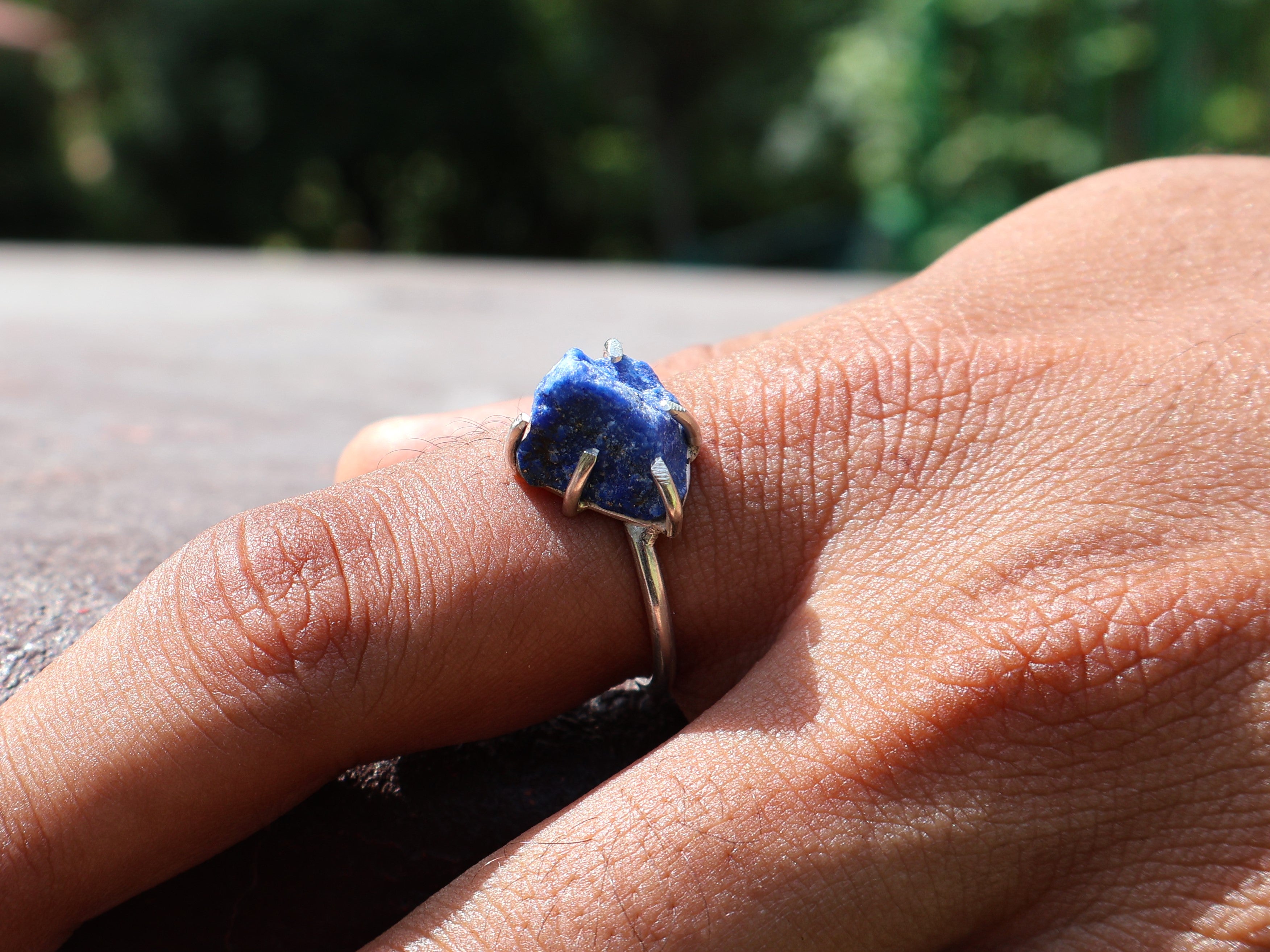 Roh Lapislazuli Ring 925 Sterling Silber Ring Zierlicher Silber Lapislazuli Edelstein Geschenk Ring für Frauen Verlobungsring