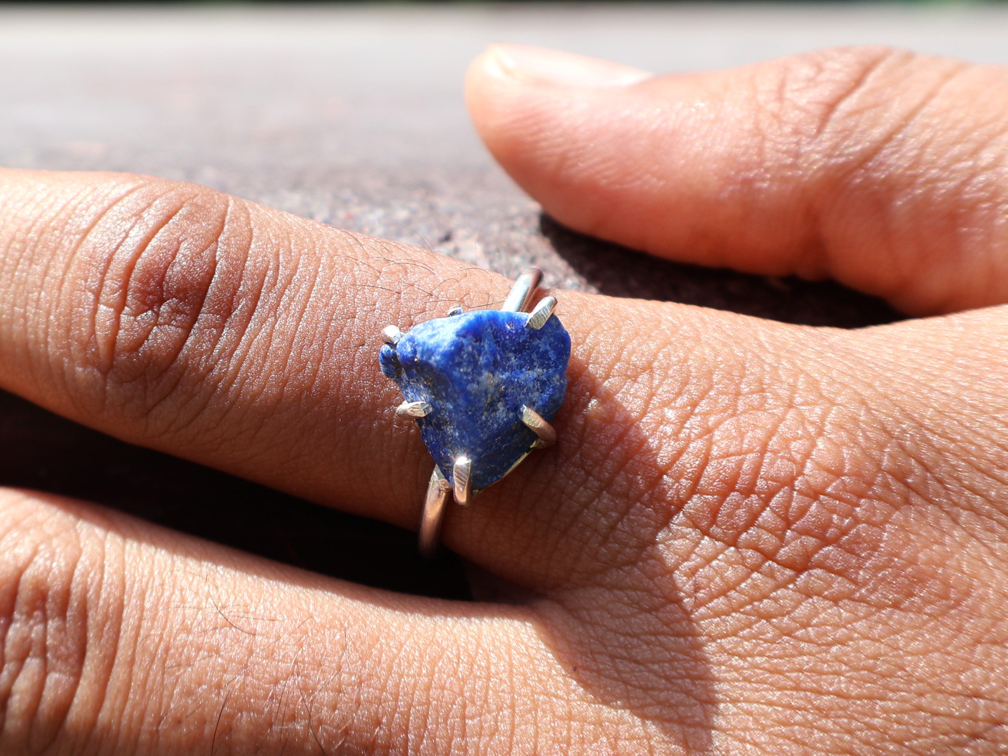 Roh Lapislazuli Ring 925 Sterling Silber Ring Zierlicher Silber Lapislazuli Edelstein Geschenk Ring für Frauen Verlobungsring