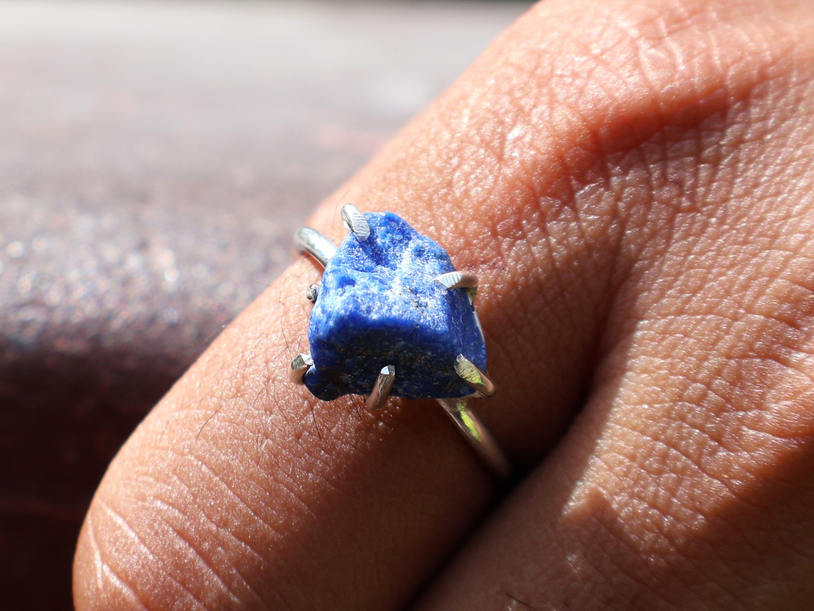 Roh Lapislazuli Ring 925 Sterling Silber Ring Zierlicher Silber Lapislazuli Edelstein Geschenk Ring für Frauen Verlobungsring
