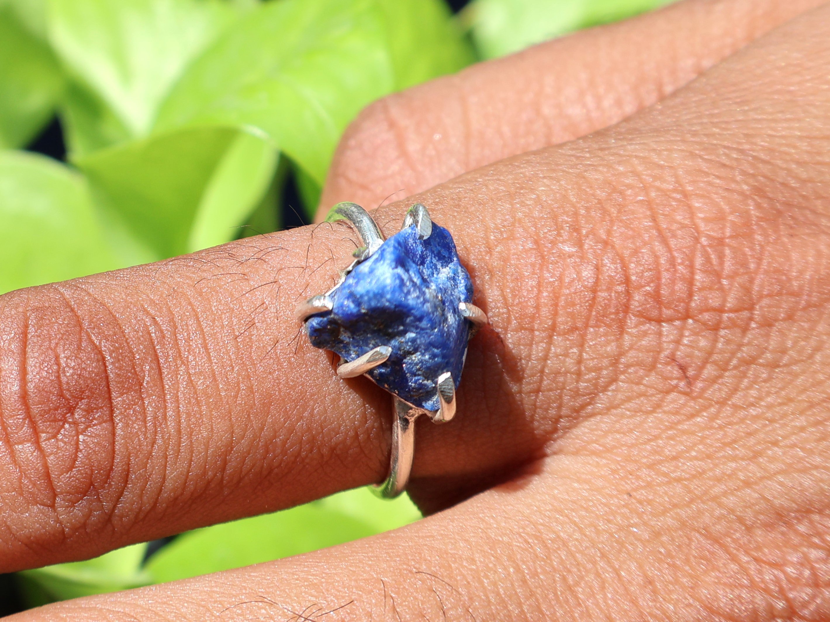 Roh Lapislazuli Ring 925 Sterling Silber Ring Zierlicher Silber Lapislazuli Edelstein Geschenk Ring für Frauen Verlobungsring