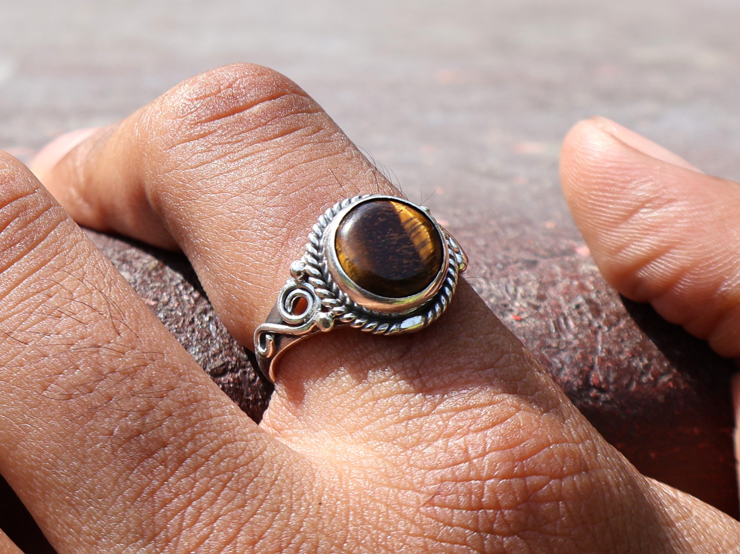 Natur Tigerauge Ring 925 Sterling Silber Ring Damen Ring Böhmischer Ring Zigeuner Ring Geschenk für Sie