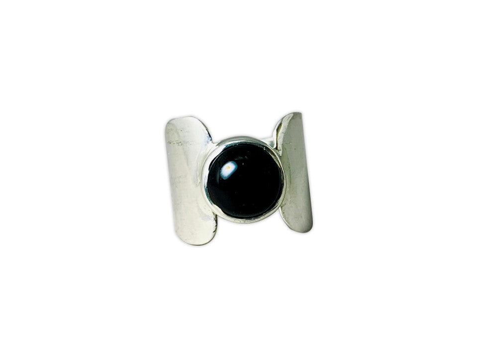 Schwarzer Onyx Ring 925 Sterling Silber Runder Onyx Silberband Ring Edelsteinring Dezember Geburtsstein Versprechensring