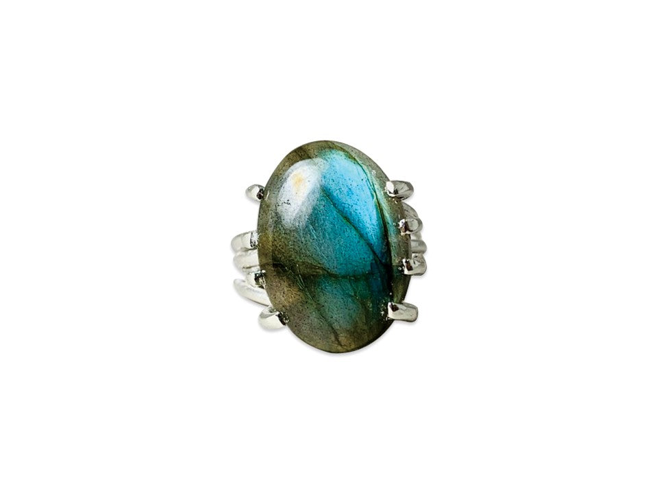 Ovale Labradorit Edelstein 925 Sterling Silber Handgemachter Böhmischer Statement Ring Geschenk Für Sie & Mama