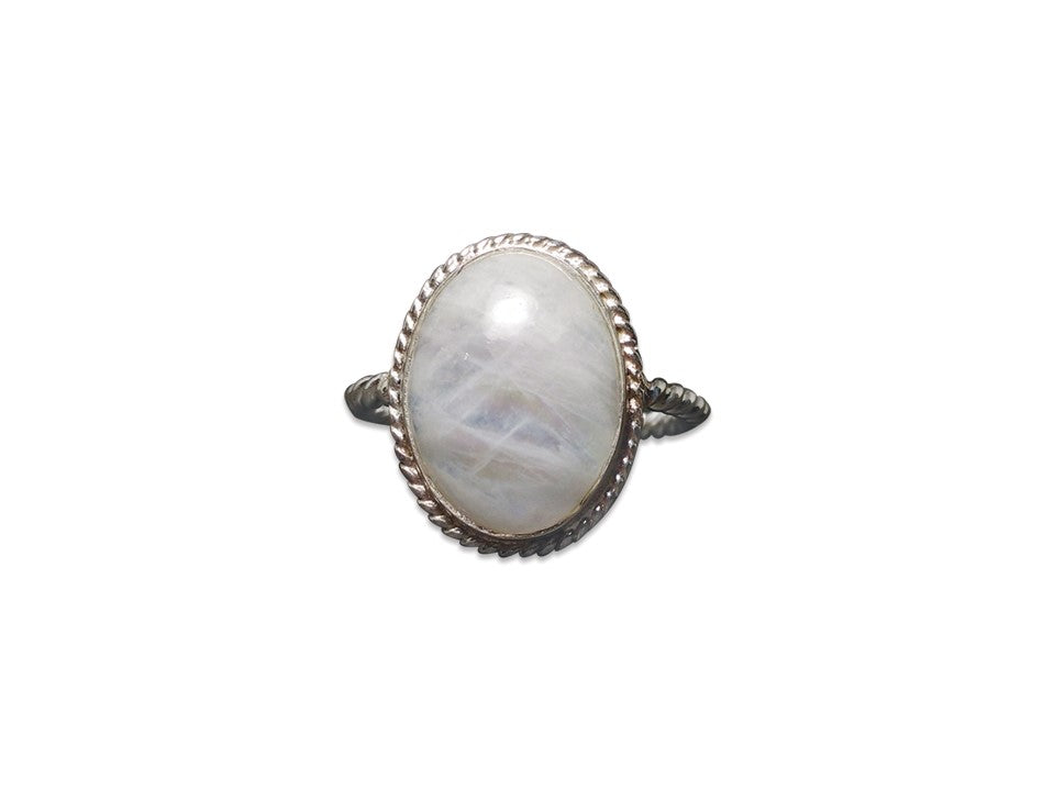 Handgefertigter ovaler Mondsteinring 925 Sterling Silber Juni Geburtsstein Damenring Ovale Form Stein Weißer Stein Schmuck