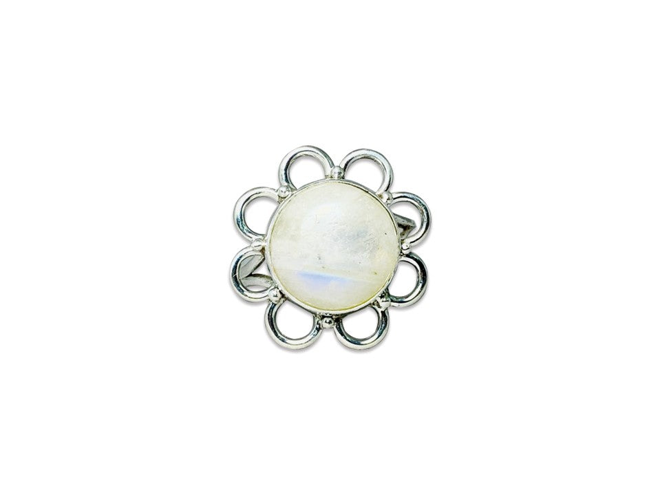 Blauer Feuer runder Mondsteinring 925er Sterlingsilber Geschenk für Sie Versprechensring Mondsteinring Geschenkring