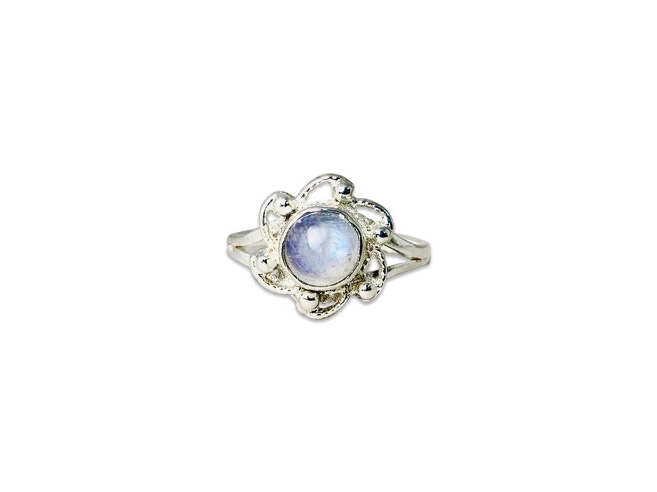 Runder Mondsteinring 925 Silberring Handgemachter Ring Geburtssteinring Silberschmuck Edelsteinring Charm Ring
