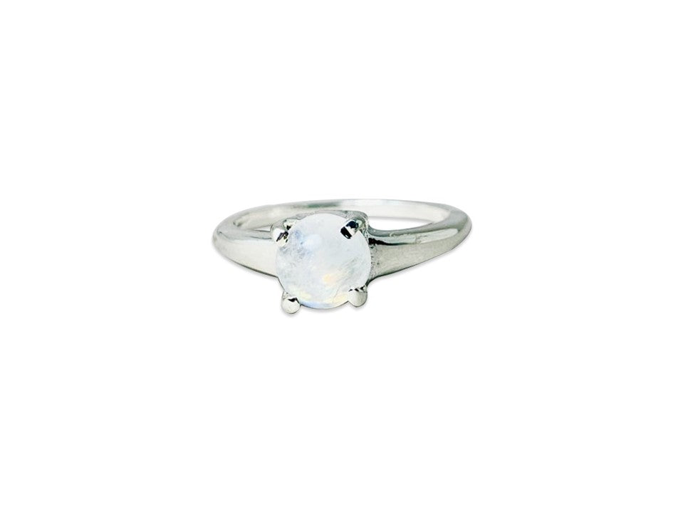Handgemachter runder Mondsteinring 925 massiver Sterlingsilberring Geburtssteinring Silberschmuck Edelsteinring Charm Ring