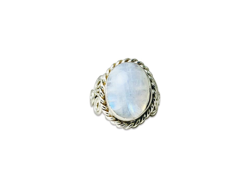 925er Silberring Regenbogen-Mondstein-Ring Juni Geburtsstein Handgemachter Ring Designer-Ring Edelsteinring Geschenk für Sie