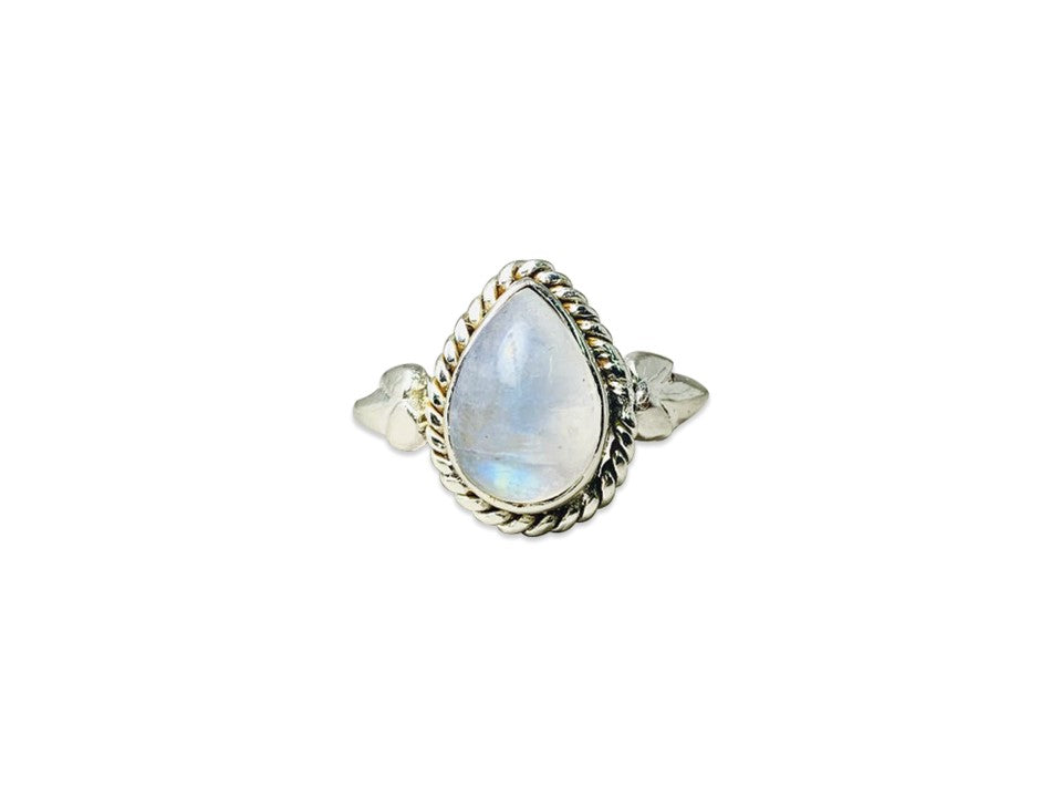 Mondsteinring 925 Sterling Silber Tropfenform Edelstein Handgemachter Ring Damenring Geschenk für Sie
