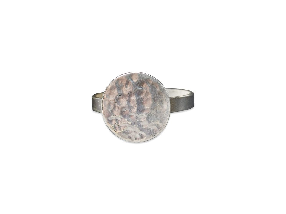 Hammered Disc Ring Circle Ring 925 Sterling Silver Ring Gift For Her Everyday Ring Handmade Ring