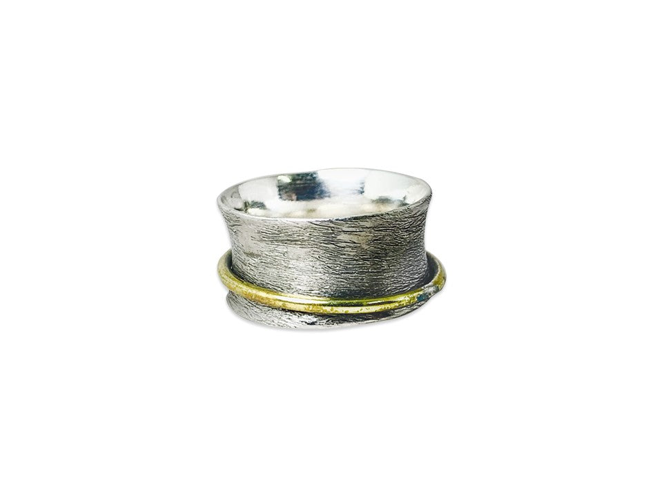 Silberner Spinner-Ring Oxidierter Ring 925 Sterling Silber Meditationsring Sorgen-Fidget Rustikaler Spinner-Ring Gehämmerter Ring