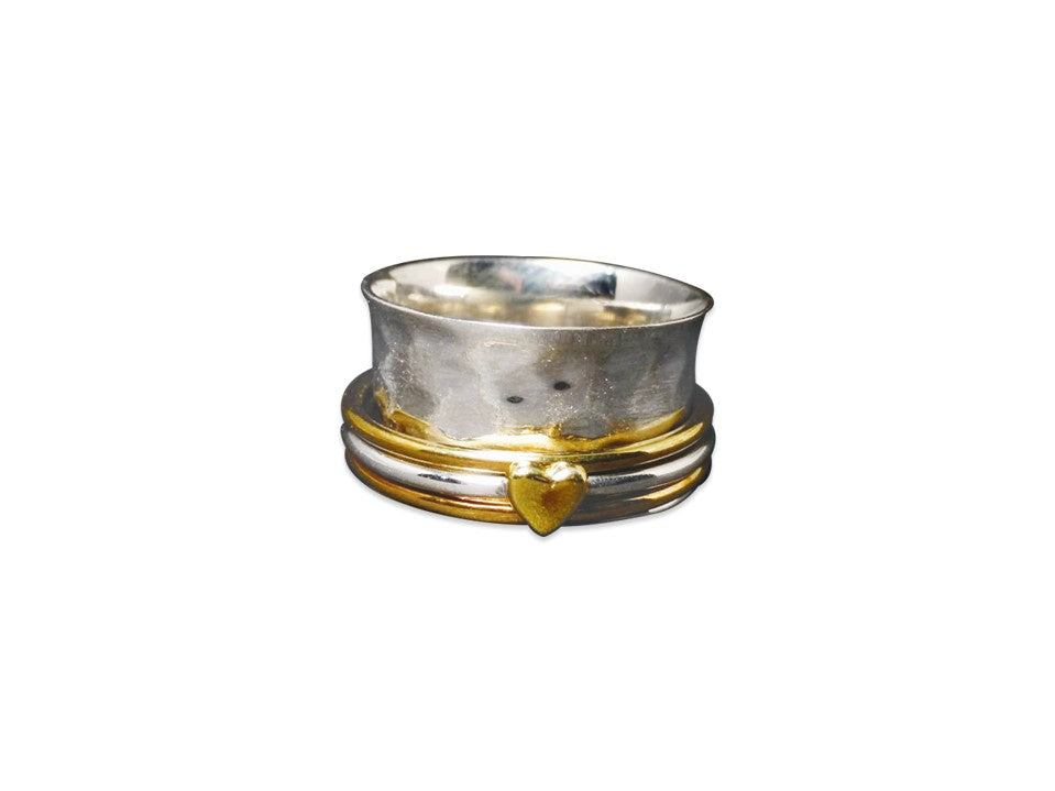 Spinner-Ring, dreifacher Bandring, handgefertigter Ring, Daumenring gehämmert, 925er Sterlingsilber, Geschenk für sie