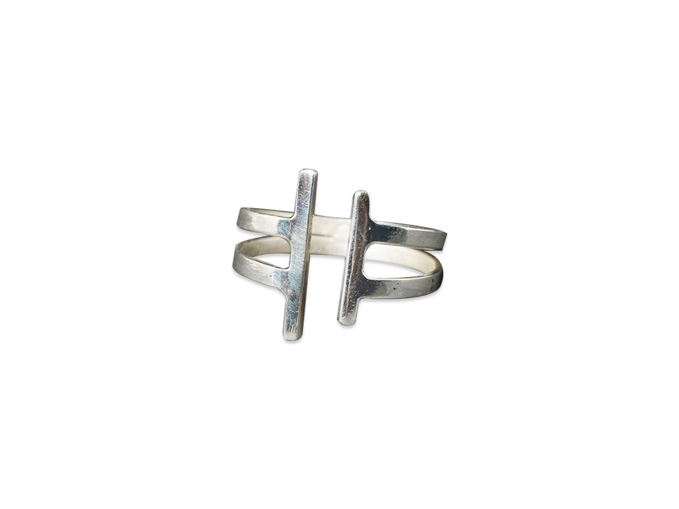 Doppelter Barren Offener Ring 925 Sterling Silber Zierlicher Minimalistischer Ring Damenschmuck Geschenk Für Sie Handgemachter Ring
