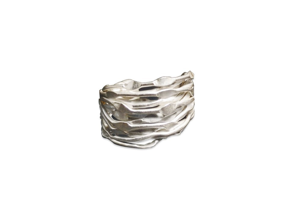 Silberbandring 925er Sterlingsilber Handgemachter verstellbarer Statement-Ring Böhmischer Ring Geschenkring