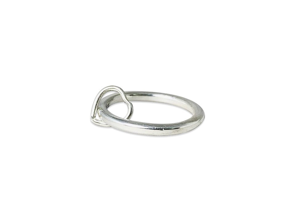 Herz Band Ring 925er Silberring Handgemachter zierlicher Herzring Minimalistischer trendiger Herzring Stapelring