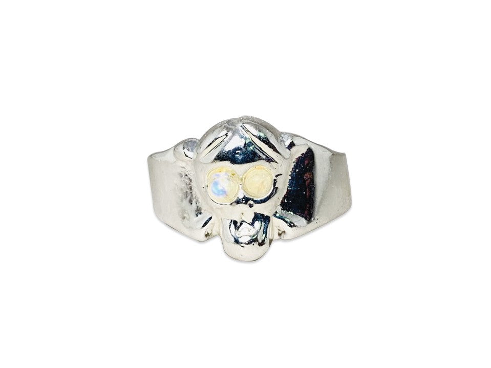 Echter Regenbogen-Mondstein 925 Sterling Silber Ring Totenkopf Mondstein Ring Einzigartiger Ring Statement Ring Geburtsstein Ring