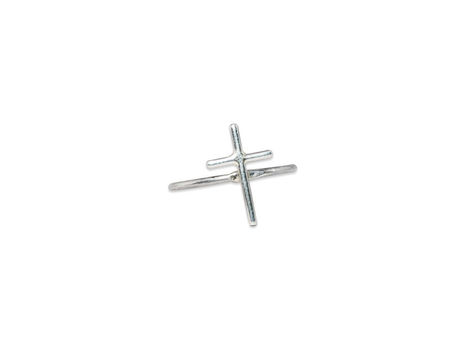 Kreuz Ring 925 Sterling Silber Dünner Stapelring Kreuz Siegelring Damenring Handgemachter Ring