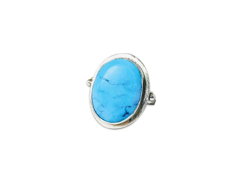 Ovaler Cabochon Ring Türkis Ring 925 Sterling Silber Designer Ring Blauer Edelstein Handgemachter Ring