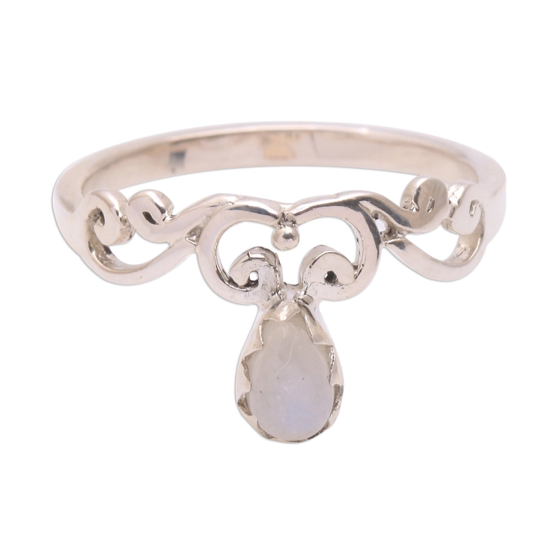 Mondstein Bandring Handgefertigt 925 Sterling Silber Cocktailring Geschenk für Sie & Mama