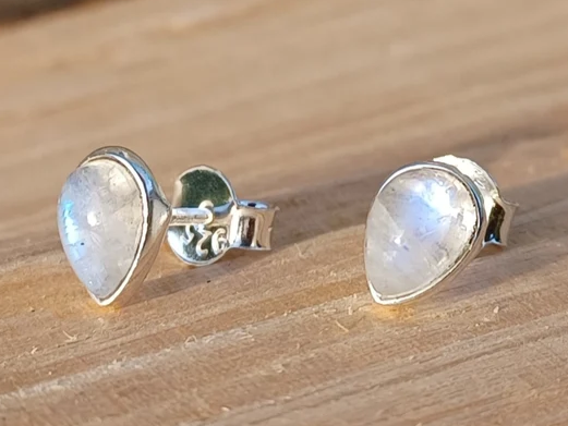 Natürliche Mondstein Ohrstecker Ohrringe für Frauen 925 Sterling Silber Feiner Schmuck Hochzeitstag Geschenke