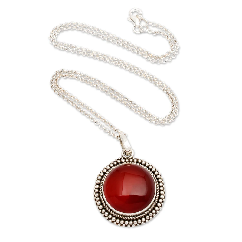 Oxidierte Karneol Cabochon Anhänger Halskette 925 Sterling Silber Zierliche Anhänger Halskette Juli Geburtsstein Halskette Böhmische Halskette Geschenk Für Sie