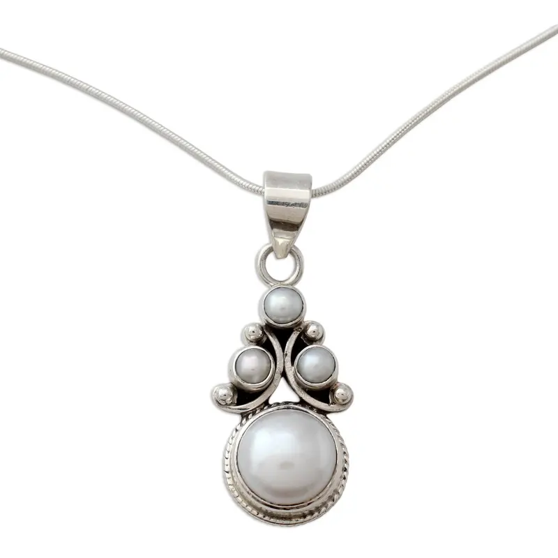 Braut Perlenkette aus Sterlingsilber Süßwasserperlen-Schmuck Handgemachter Schmuck Boho Halskette Geschenk für Sie Valentinstagsgeschenk