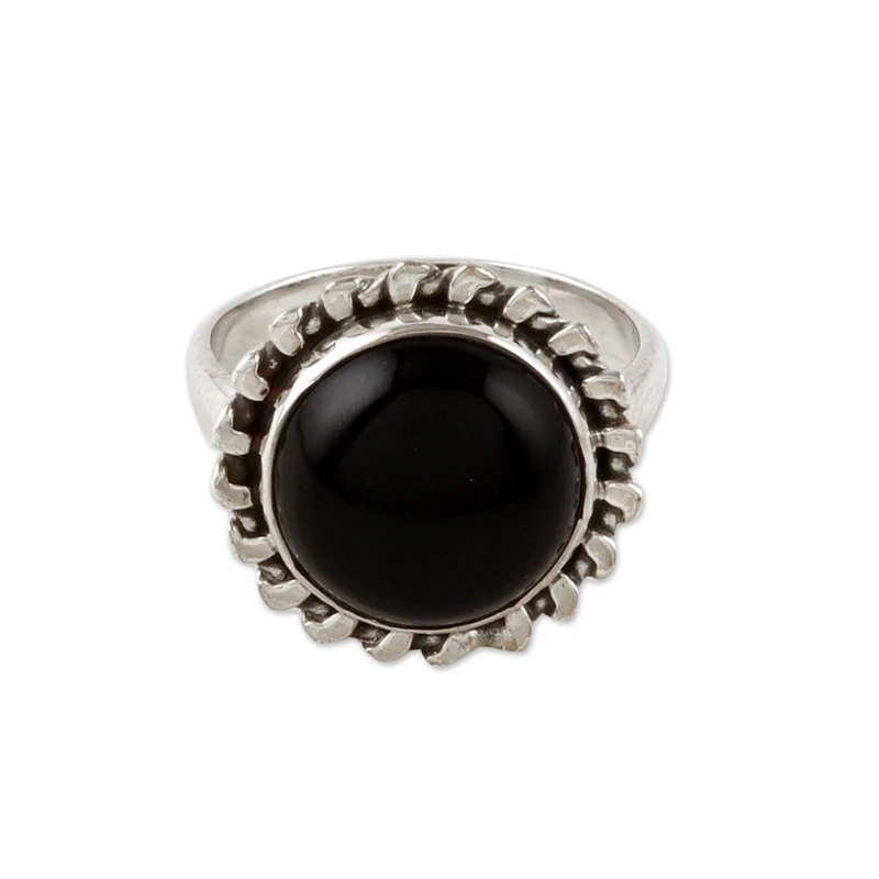 925 Silber Cocktailring mit schwarzem Onyx-Stein Sterling Silber Statement Ring Handgemachter Ring Damen Silberring Geschenk für Sie