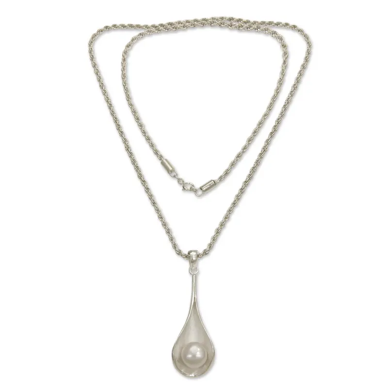 Natur Tränen Perlenkette 925 Sterling Silber Süßwasserperlen Schmuck Handgefertigter Schmuck Boho Halskette Geschenk für Sie