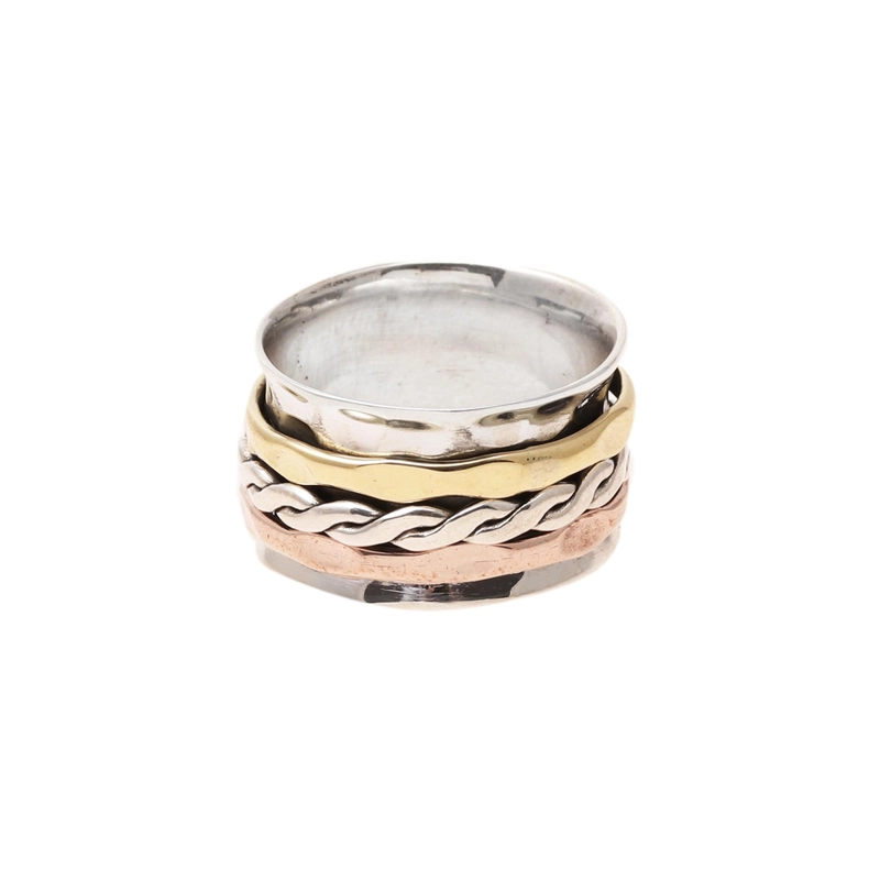 Drehbarer Spiral-Muster Sterling Silber Spinner Ring Handgefertigt Designer Unisex
