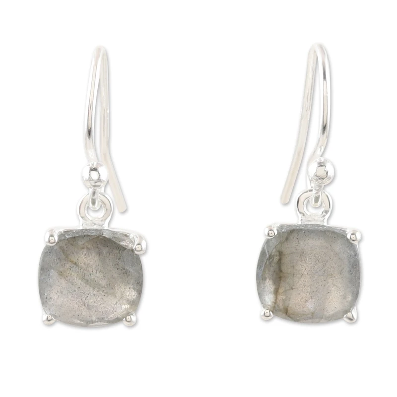 Handgefertigte Labradorit-Hängeohrringe 925 Sterling Silber Ohrringe Blaue Edelstein-Hängeohrringe Labradorit Schmuck Geschenk für Sie