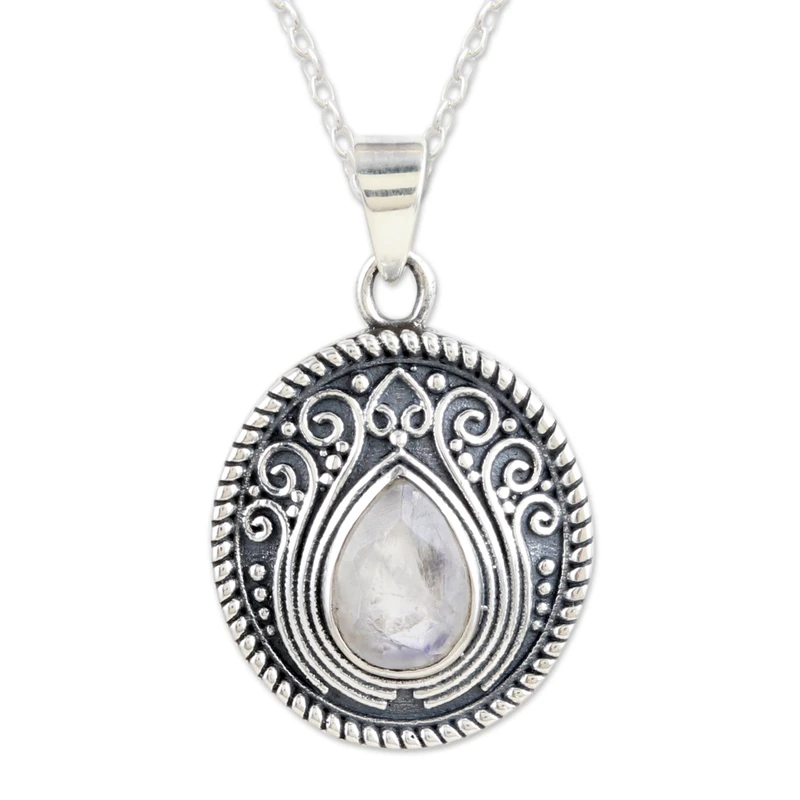 Wunderschöne Halskette mit Anhänger aus Regenbogen-Mondstein, 925er Sterlingsilber, natürlicher Feuer-Regenbogen-Mondstein, Geschenk für Sie, Geburtstagsgeschenk