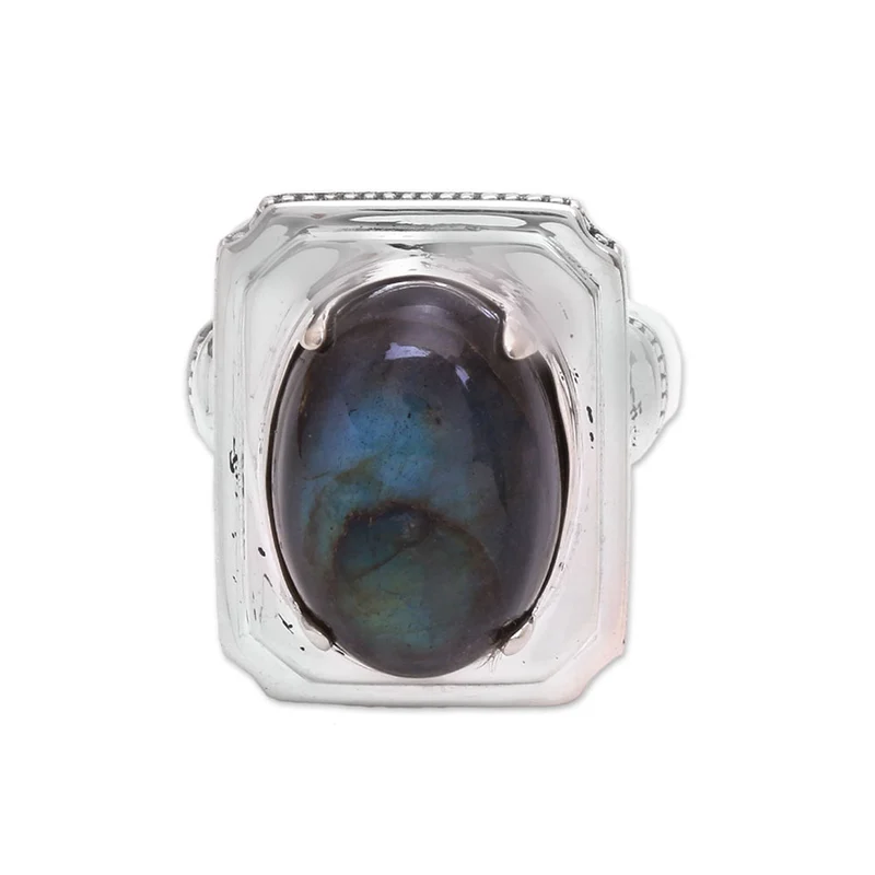 Labradorite Cocktail Ring 925 Sterling Silver Handmade Designer Gift For Her & Mom