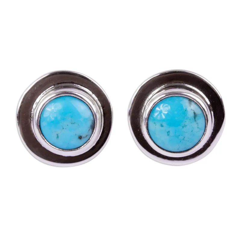 Natural Turquoise Stud Earrings 925 Sterling Silver Stud Earrings Turquoise Jewelry Handmade Bohemian Jewelry Gift For Her